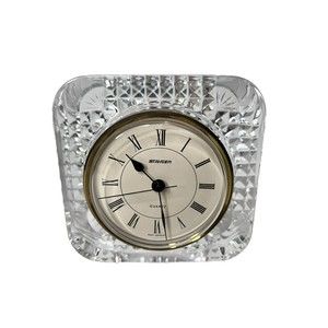 STAIGER Clock French Crystal Glass Quartz German Movement - Desktop Vintage